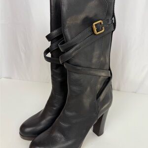 New Chloe Silverado Black Leather High-Heel Women’s Boots Size 8